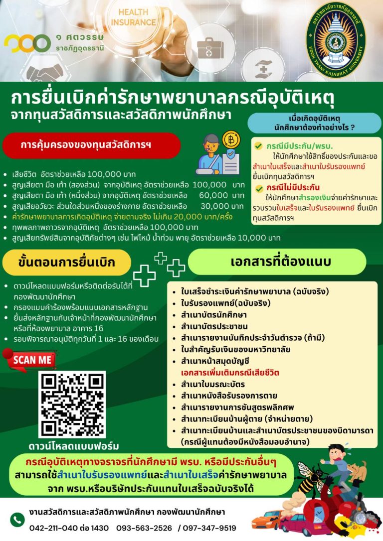 การยื่นเบิกค่ารักษาพยาบาลกรณีอุบัติเหตุ