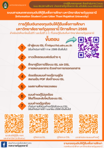 การกู้ยืมเงินกองทุน กยศ. ปีการศึกษา 2566 สำหรับผู้กู้รายใหม่ และปี 2-5 ที่ไม่เคยกู้ยืมที่มหาวิทยาลัยราชภัฏอุดรธานี