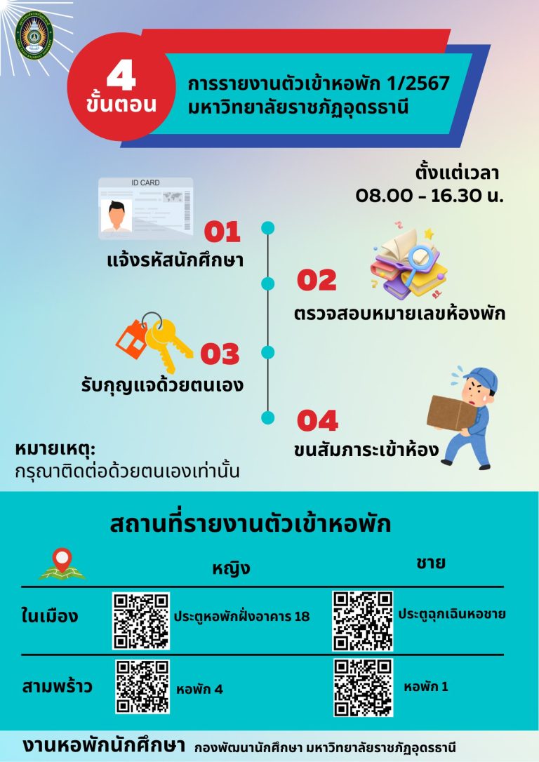 ขั้นตอนรายงานตัวเข้าหอพัก