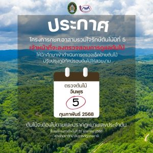 ตรวจสอบต้นไม้ โครงการ กยศ.อาสารวมใจรักษ์ต้นไม้ปีที่ 5