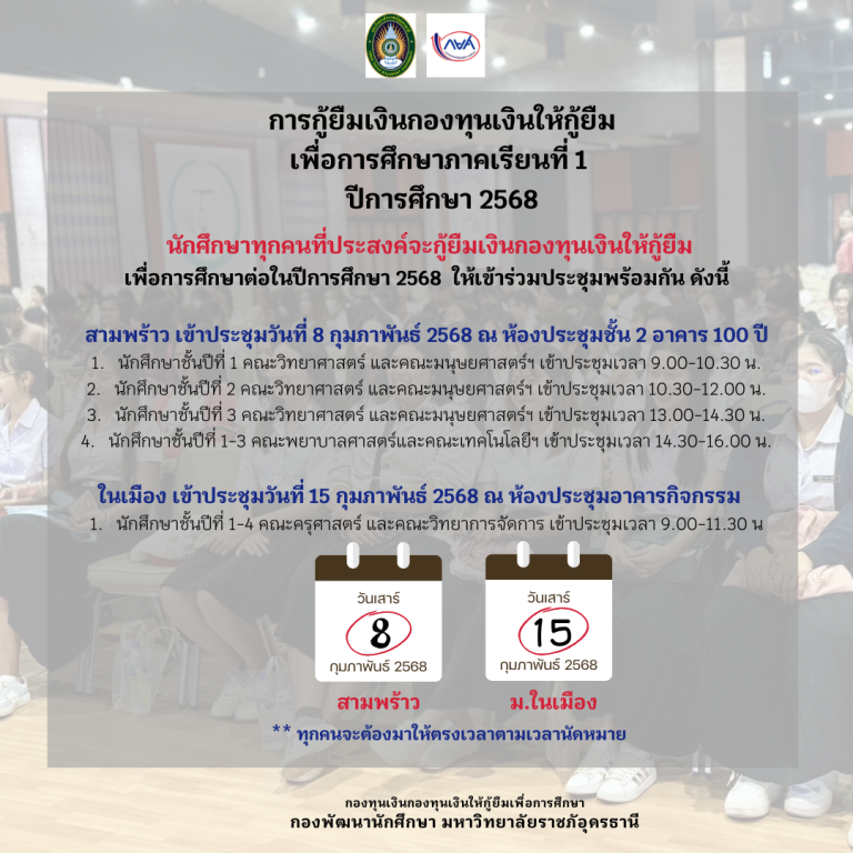 ประชุมชี้แจงการกู้ยืมเงินกองทุน กยศ. ภาคเรียนที่ 1/2568